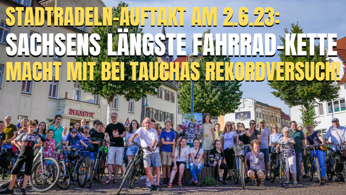 Gruppenfoto vom STADTRADELN 2022 mit Aufruf zum Rekordversuch 2022