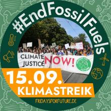 Aufruf-Bild für den Klimastreik am 15.9.2023